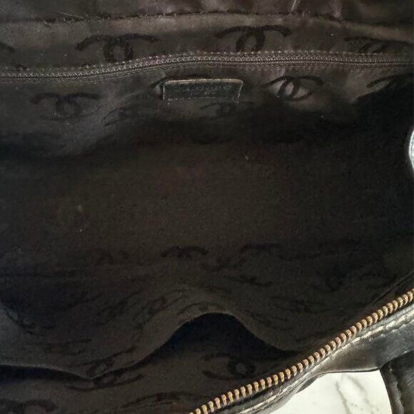 Authentic CHANEL CC Wild Stitch Vintage Quilted Bowler Hand Bag Tote Lambskin - Picture 8 of 15